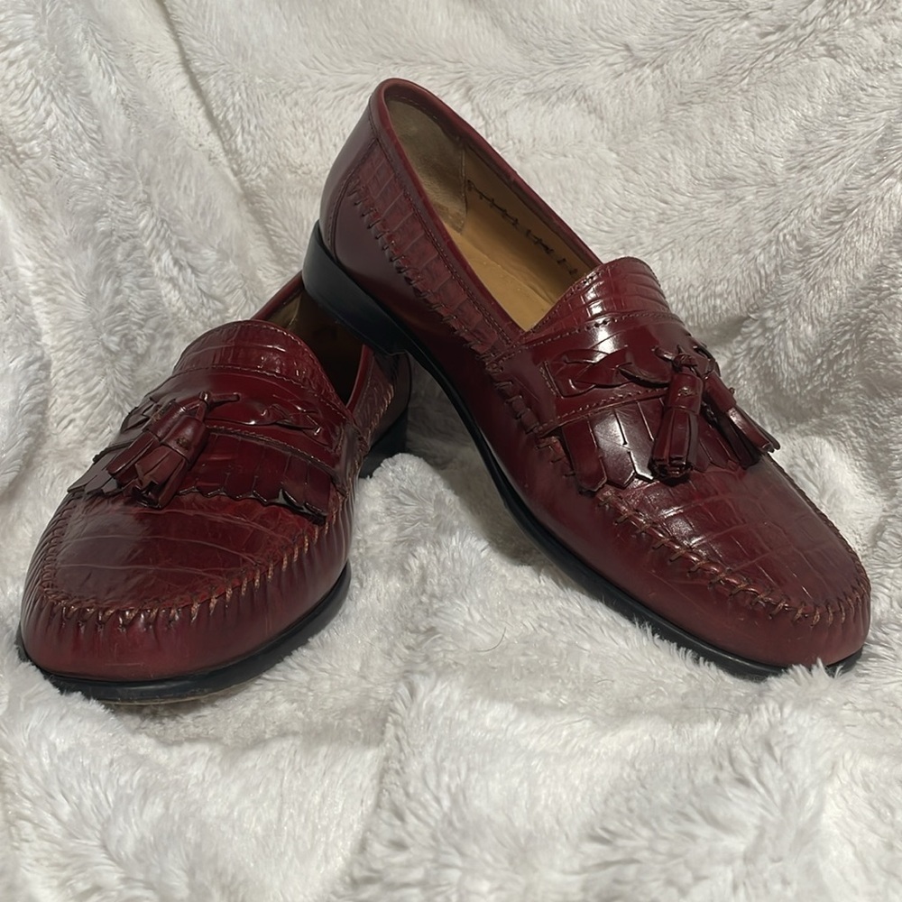 Giorgio Brutini Premier Victory Burgundy Leather Tasseled Loafers